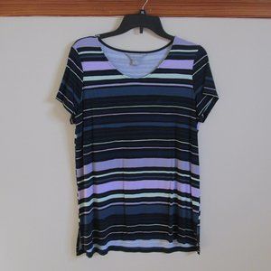 Liz Claiborne Cool Blue Stripes Top - Size M